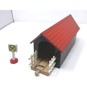 Battat Wooden Train Track Covered Wooden Bridge Vintage Compatible W Brio Thomas